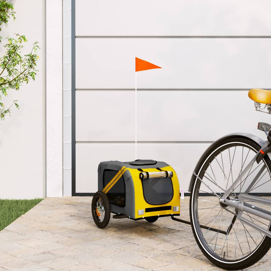 Hondenfietstrailer Oxford Stof En Ijzer En Grijs 124 x 53 x 53 cm Geel