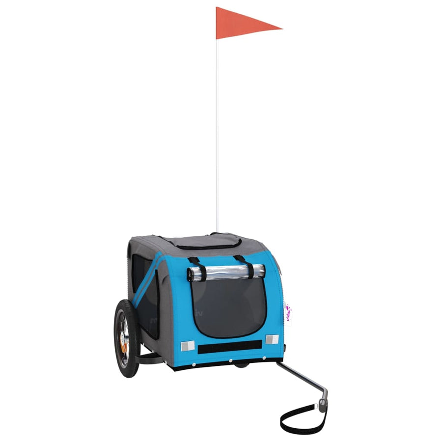 Hondenfietstrailer oxford stof en ijzer blauw en grijs