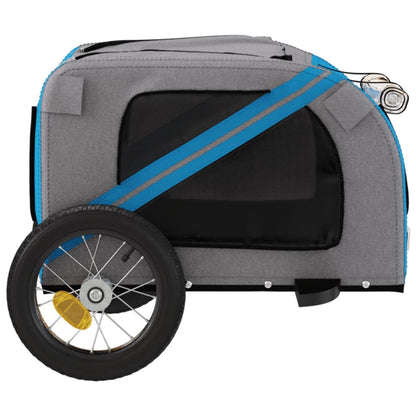Hondenfietstrailer oxford stof en ijzer blauw en grijs