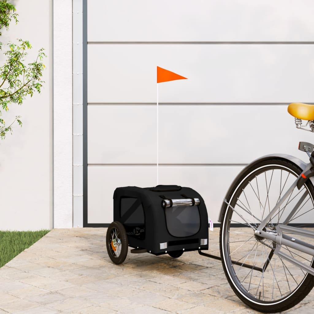 Hondenfietstrailer Oxford Stof En Ijzer 124 x 53 x 53 cm Zwart