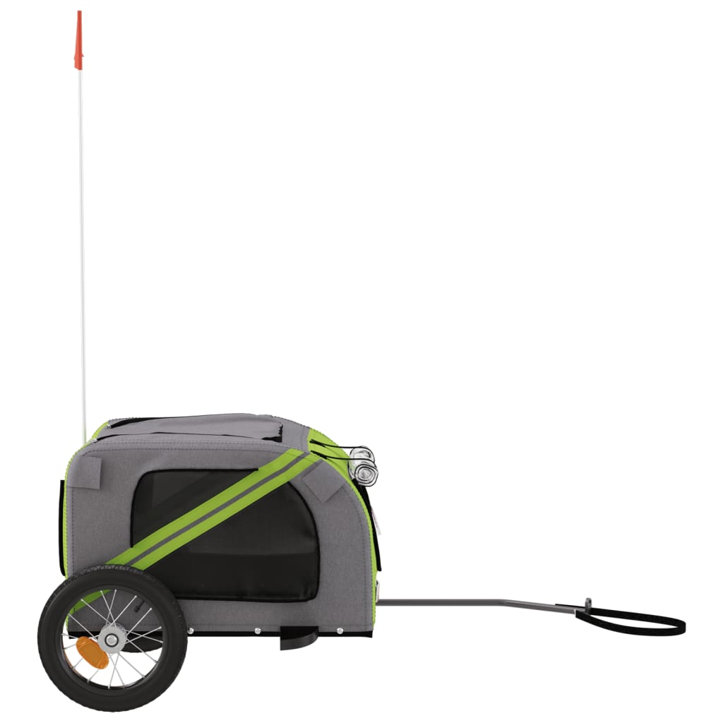 Hondenfietstrailer oxford stof en ijzer groen en grijs