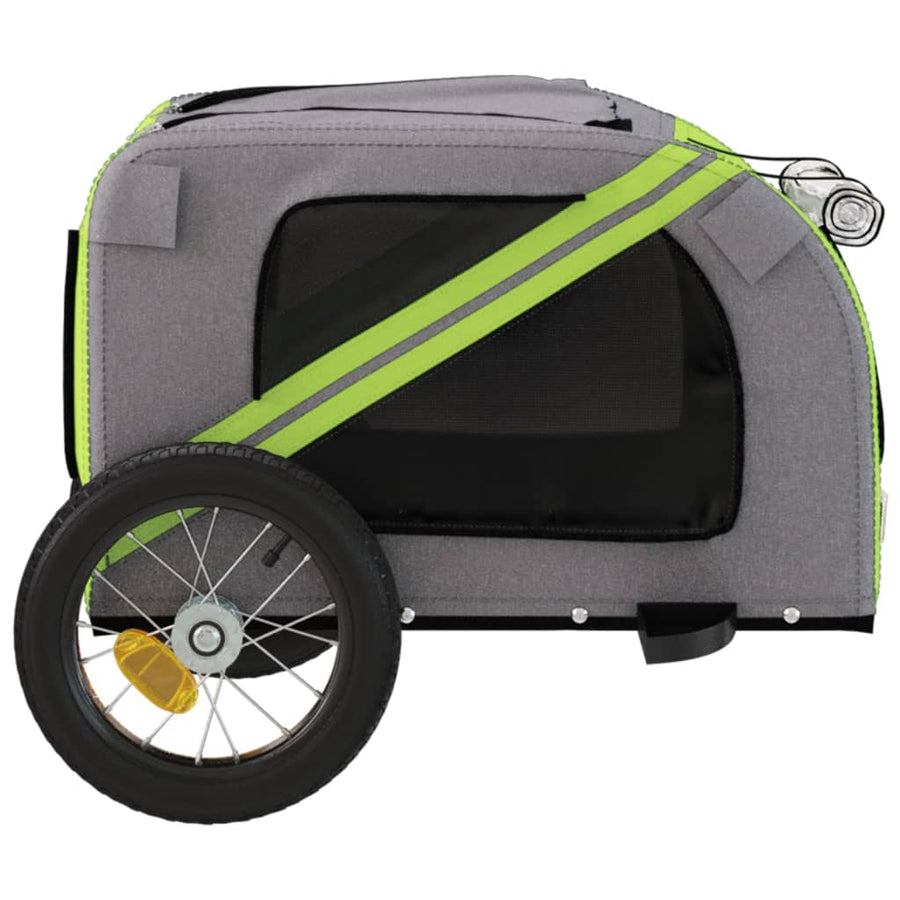 Hondenfietstrailer oxford stof en ijzer groen en grijs