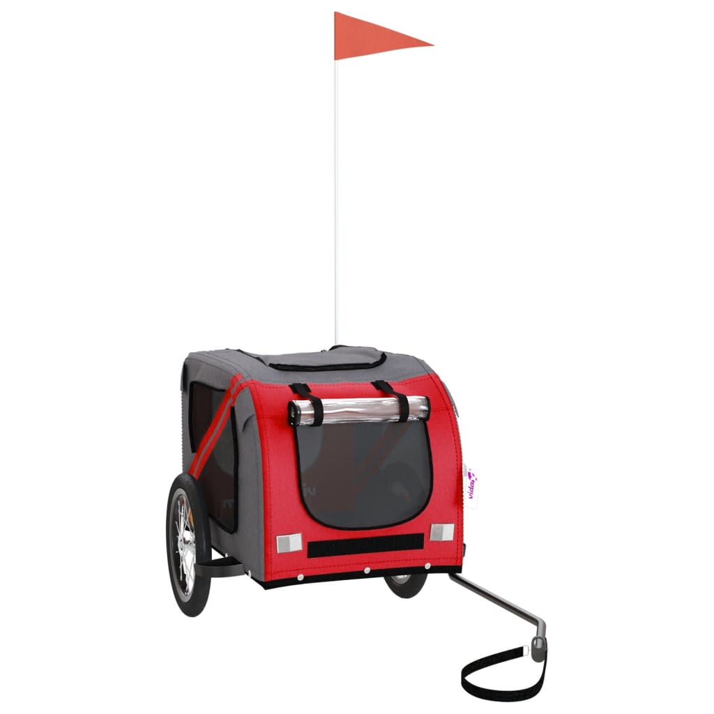 Hondenfietstrailer Oxford Stof En Ijzer En Grijs 125 x 63 x 66 cm Rood