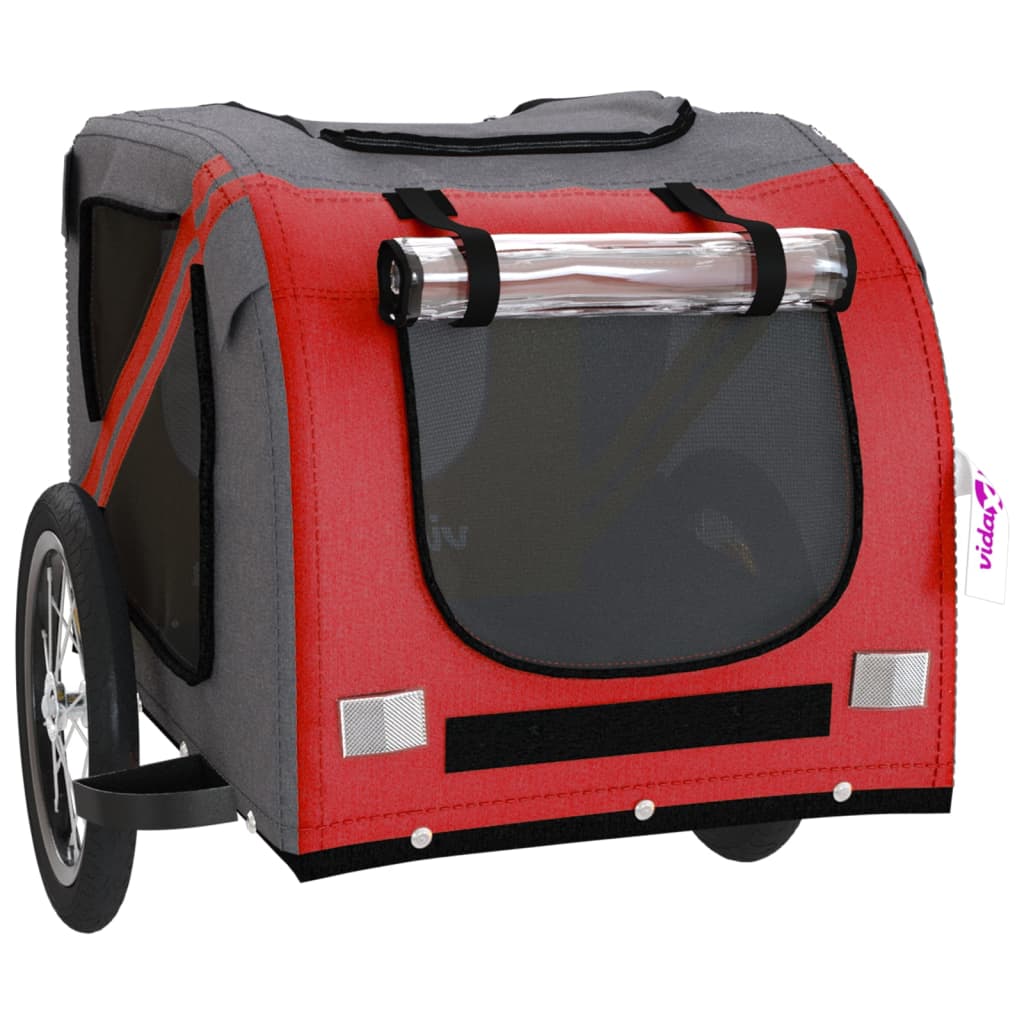 Hondenfietstrailer Oxford Stof En Ijzer En Grijs 125 x 63 x 66 cm Rood