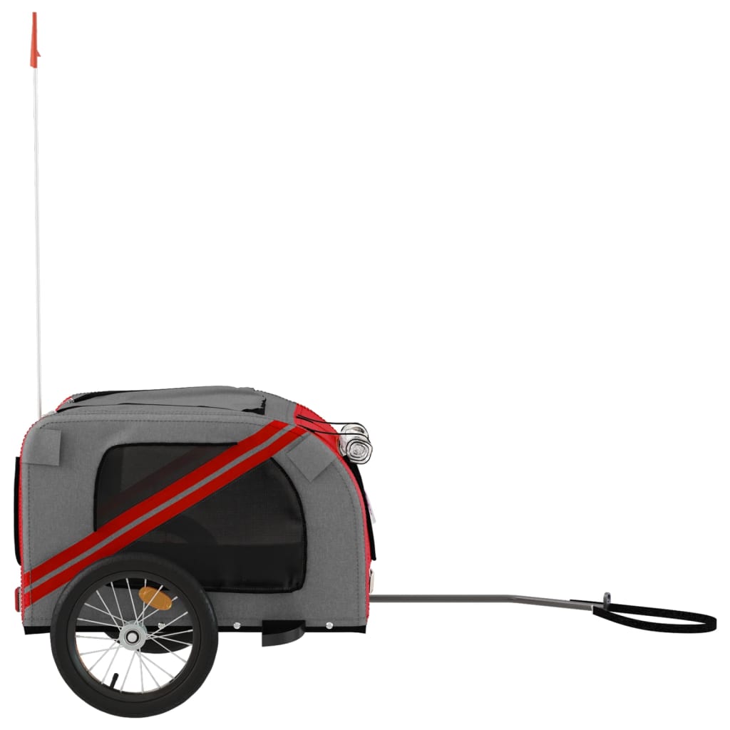 Hondenfietstrailer Oxford Stof En Ijzer En Grijs 125 x 63 x 66 cm Rood