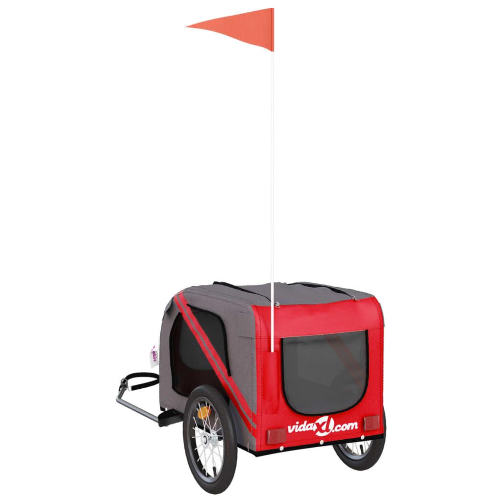 Hondenfietstrailer Oxford Stof En Ijzer En Grijs 125 x 63 x 66 cm Rood