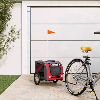 Hondenfietstrailer Oxford Stof En Ijzer En Grijs 125 x 63 x 66 cm Rood
