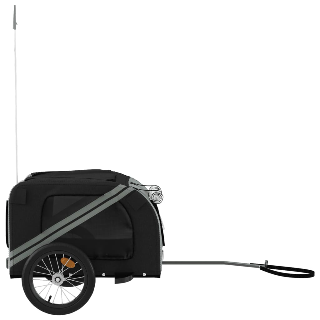 Hondenfietstrailer oxford stof en ijzer zwart en grijs