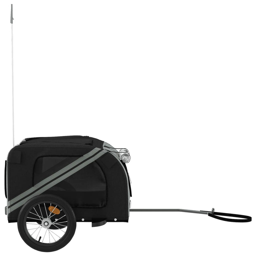 Hondenfietstrailer oxford stof en ijzer zwart en grijs