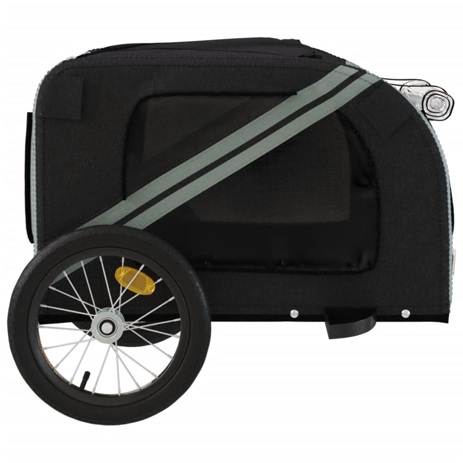 Hondenfietstrailer oxford stof en ijzer zwart en grijs