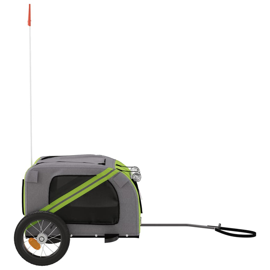Hondenfietstrailer oxford stof en ijzer groen en grijs