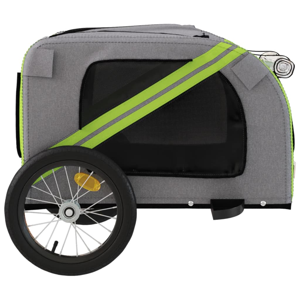 Hondenfietstrailer oxford stof en ijzer groen en grijs