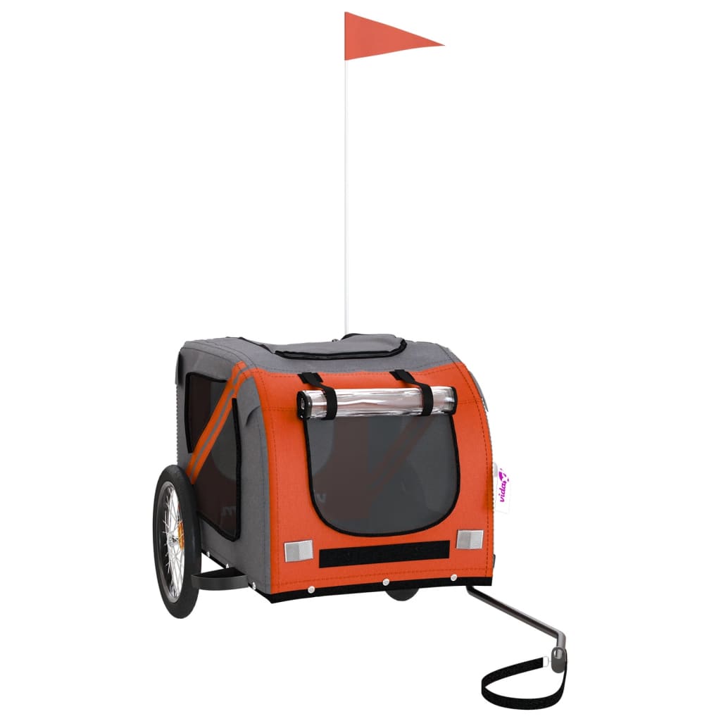 Hondenfietstrailer Oxford Stof En Ijzer Oranje En Zwart 133.5 x 69 x 73.5 cm orange