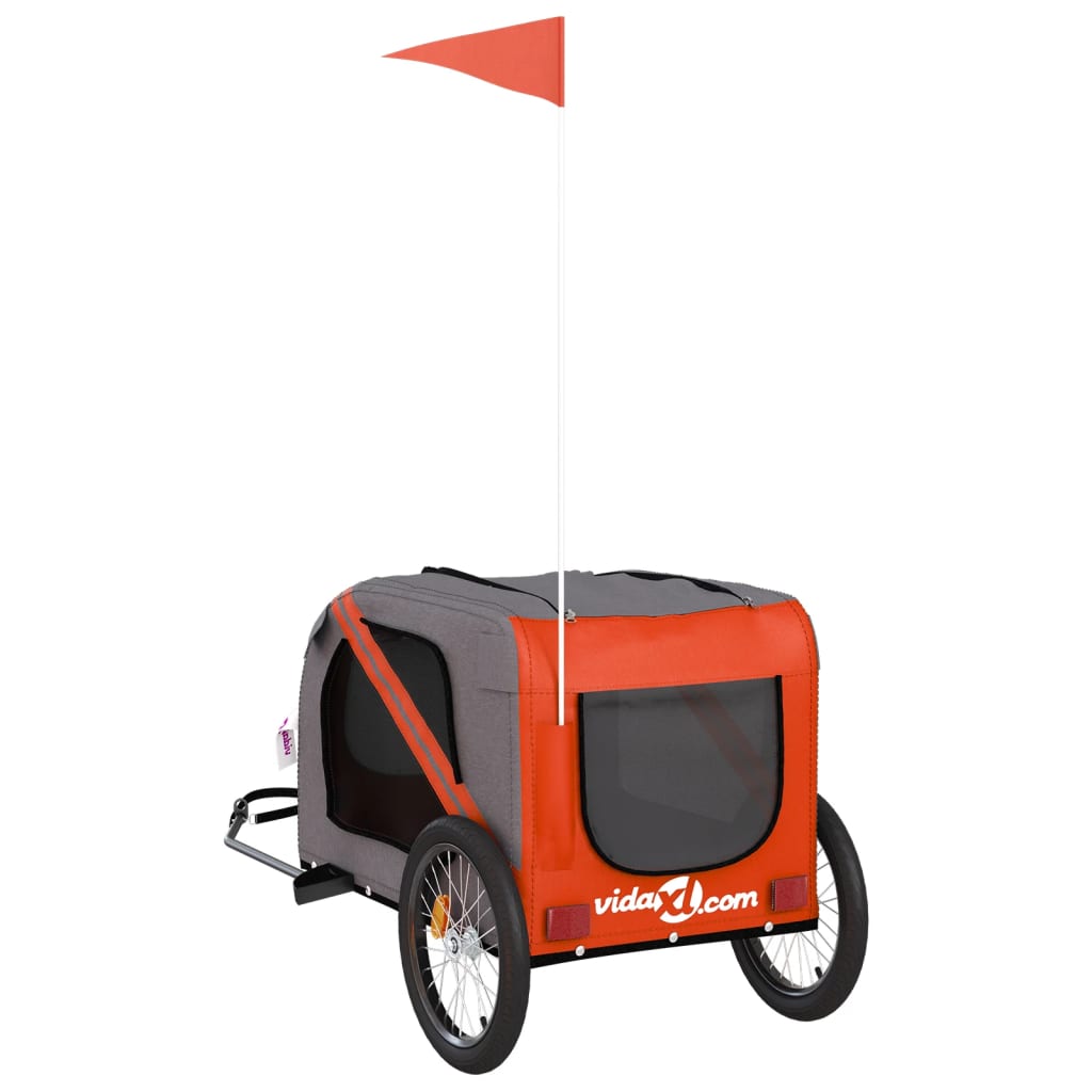 Hondenfietstrailer Oxford Stof En Ijzer Oranje En Zwart 133.5 x 69 x 73.5 cm orange