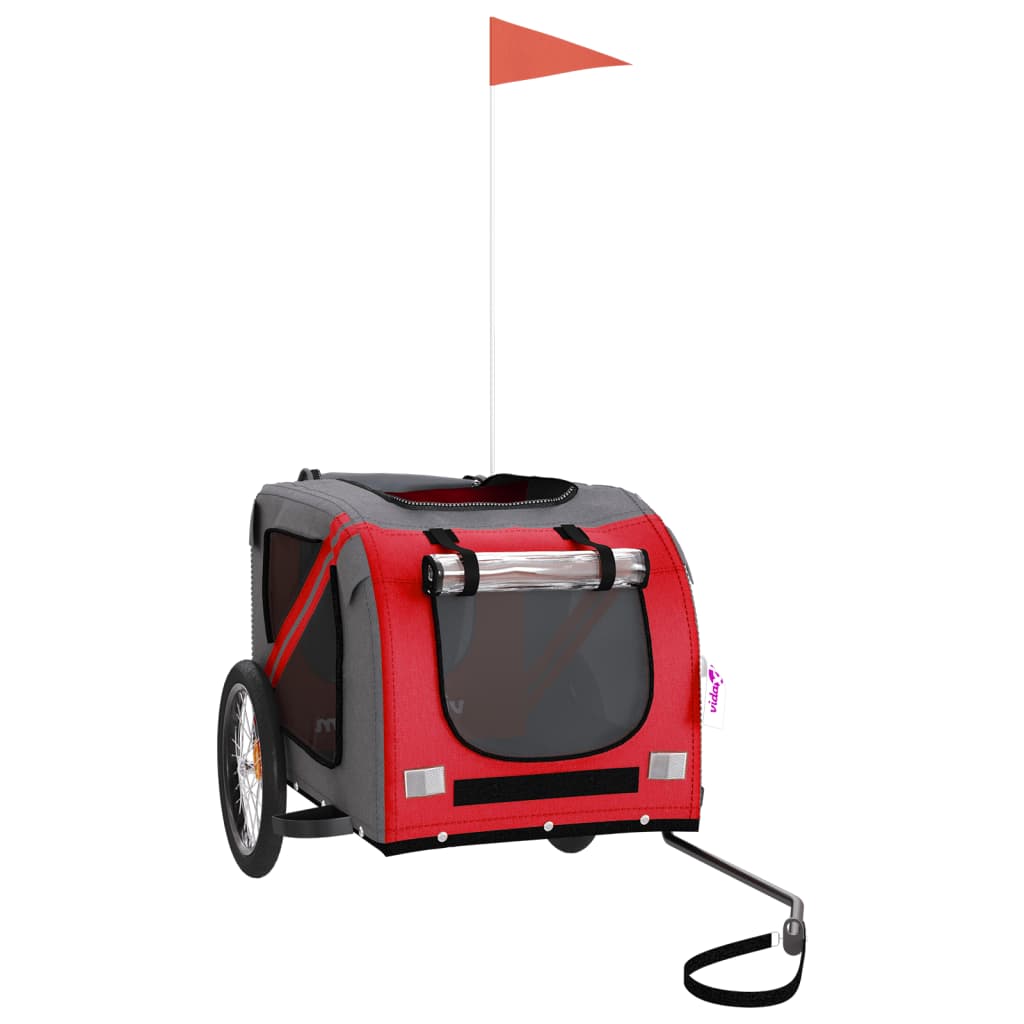 Hondenfietstrailer Oxford Stof En Ijzer En Grijs 133.5 x 69 x 73.5 cm Rood
