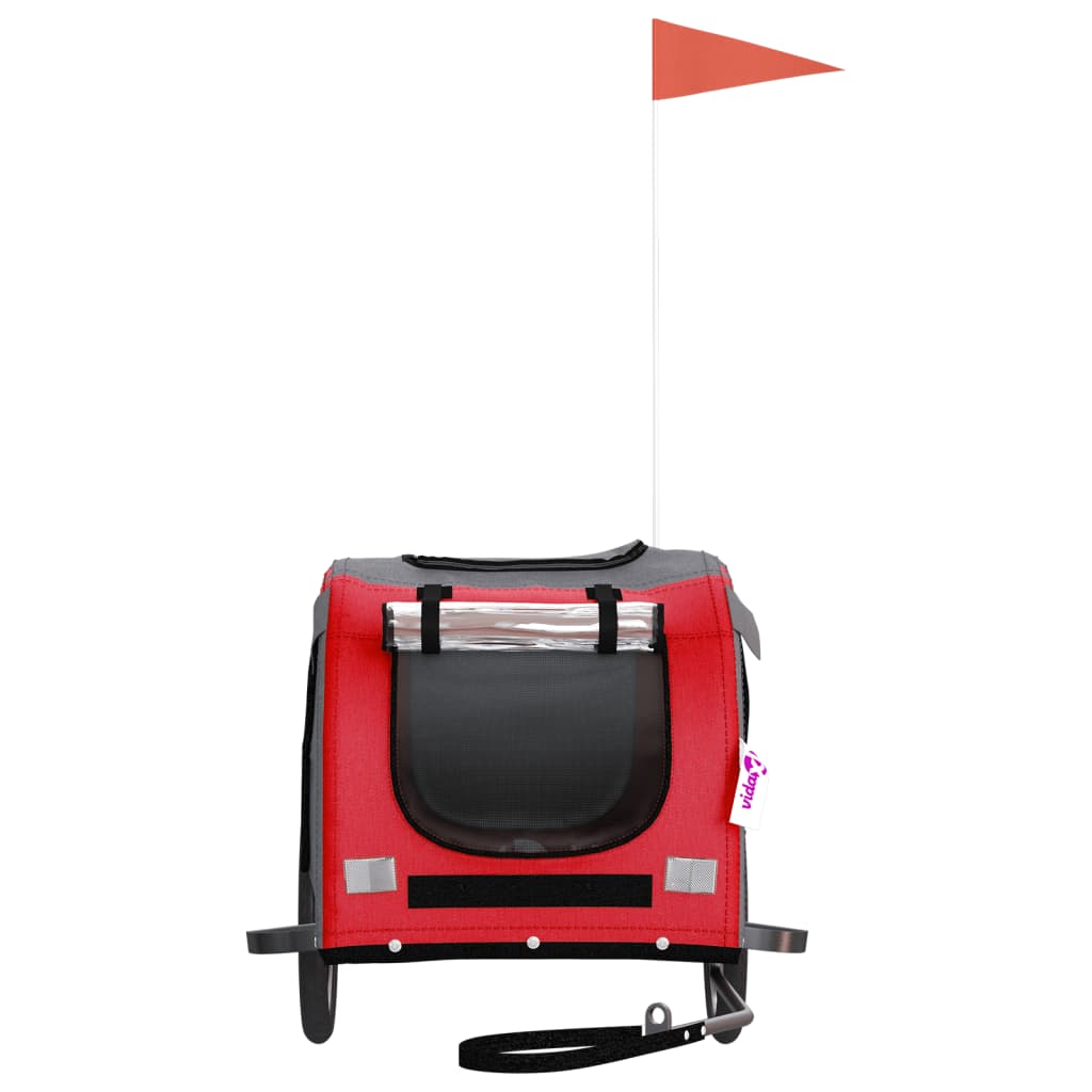 Hondenfietstrailer Oxford Stof En Ijzer En Grijs 133.5 x 69 x 73.5 cm Rood