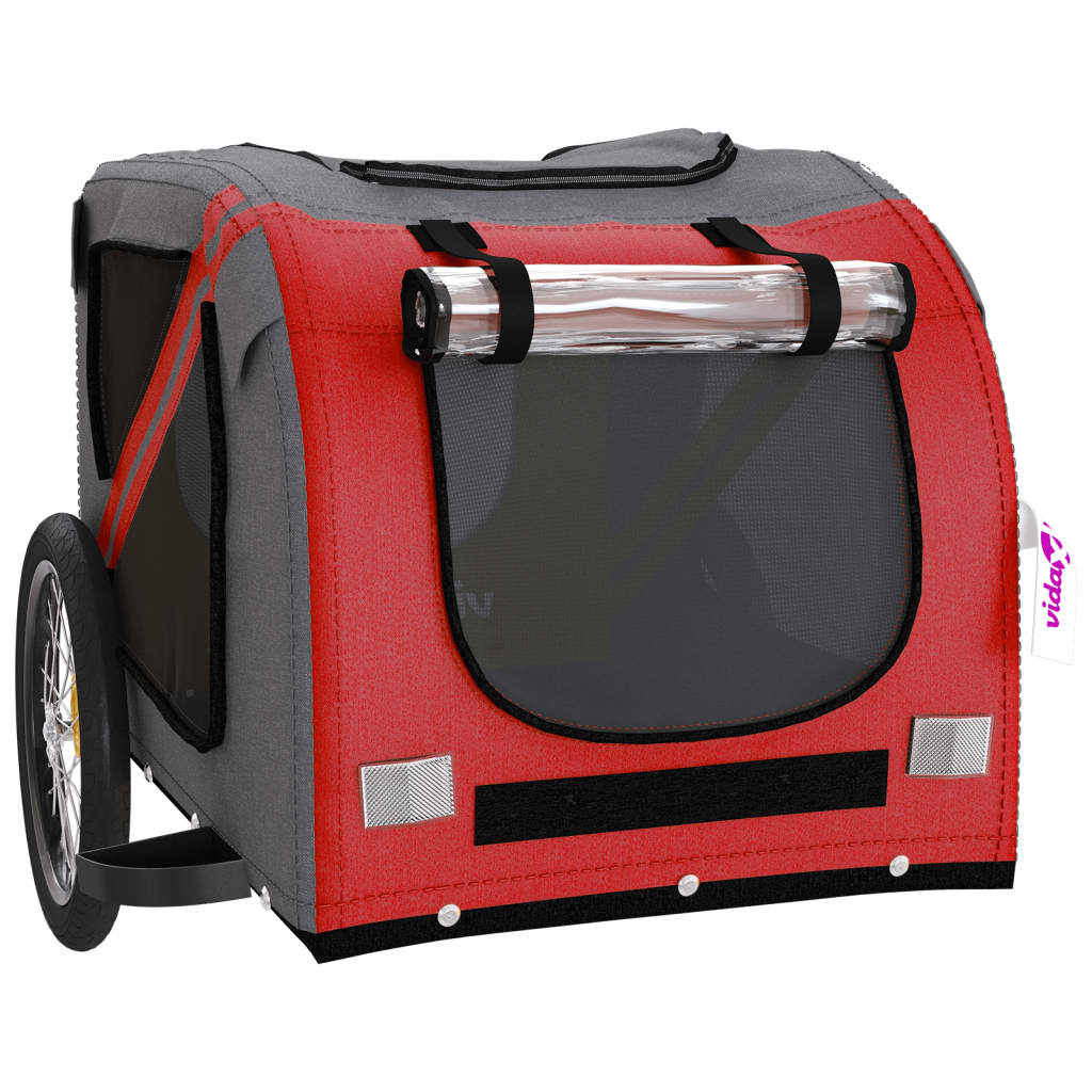 Hondenfietstrailer Oxford Stof En Ijzer En Grijs 133.5 x 69 x 73.5 cm Rood