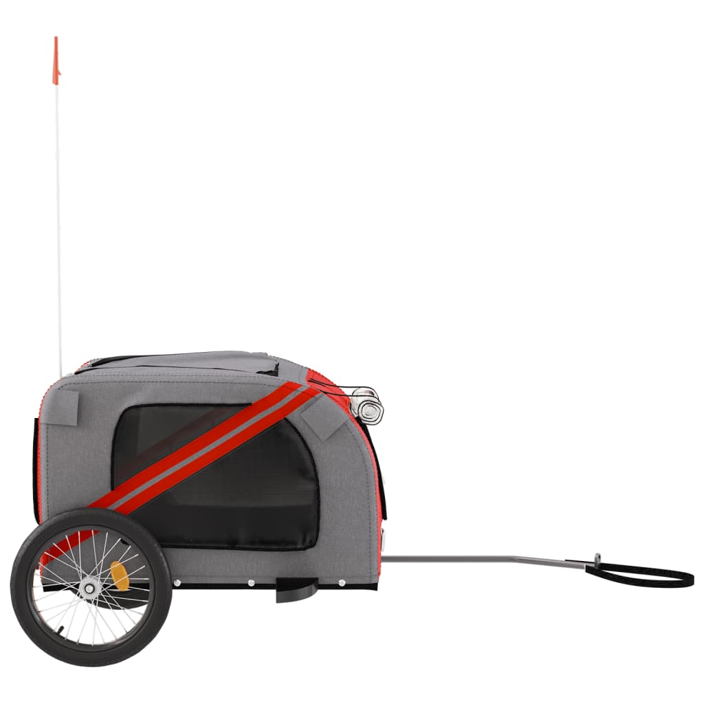 Hondenfietstrailer Oxford Stof En Ijzer En Grijs 133.5 x 69 x 73.5 cm Rood