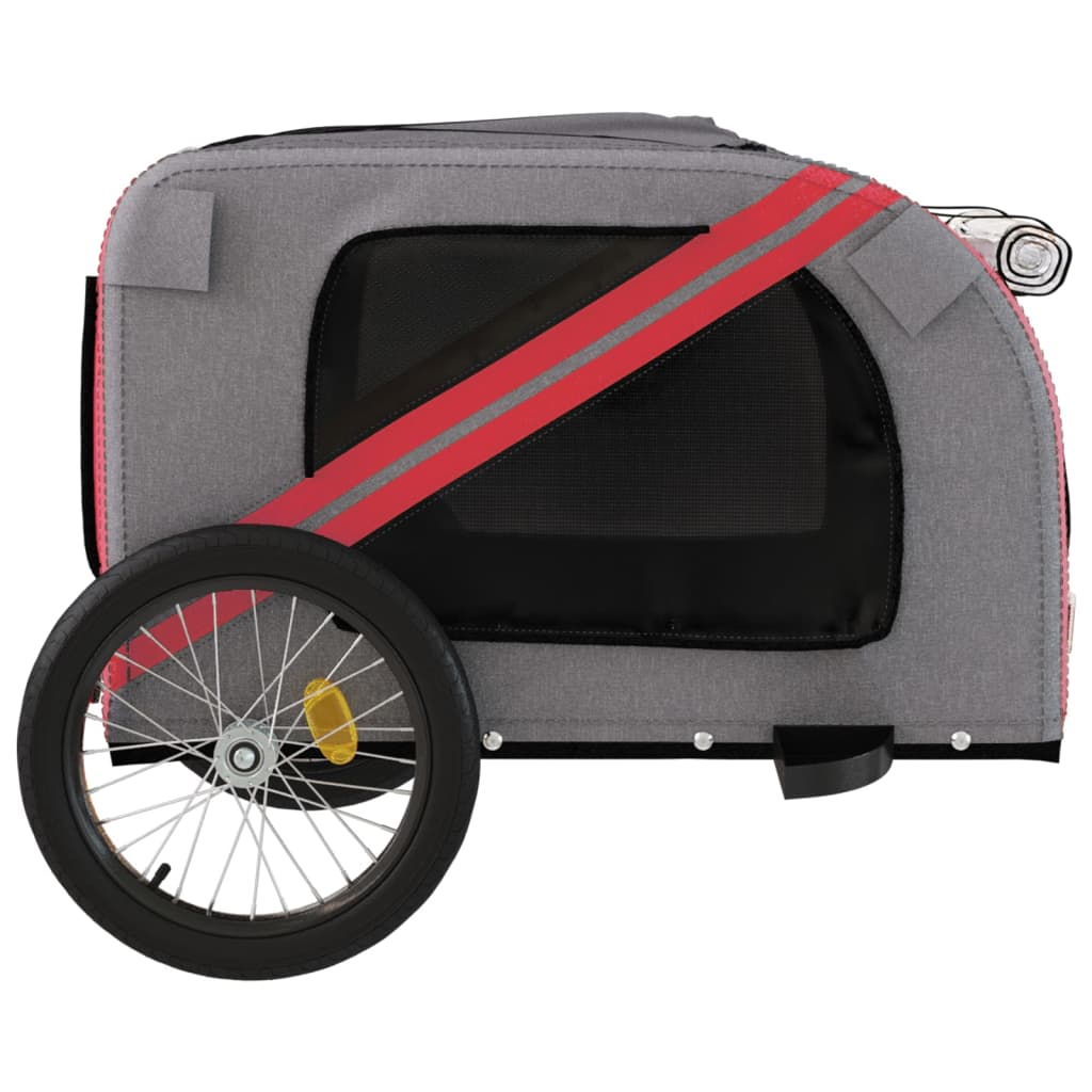 Hondenfietstrailer Oxford Stof En Ijzer En Grijs 133.5 x 69 x 73.5 cm Rood