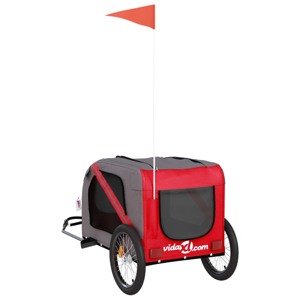 Hondenfietstrailer Oxford Stof En Ijzer En Grijs 133.5 x 69 x 73.5 cm Rood