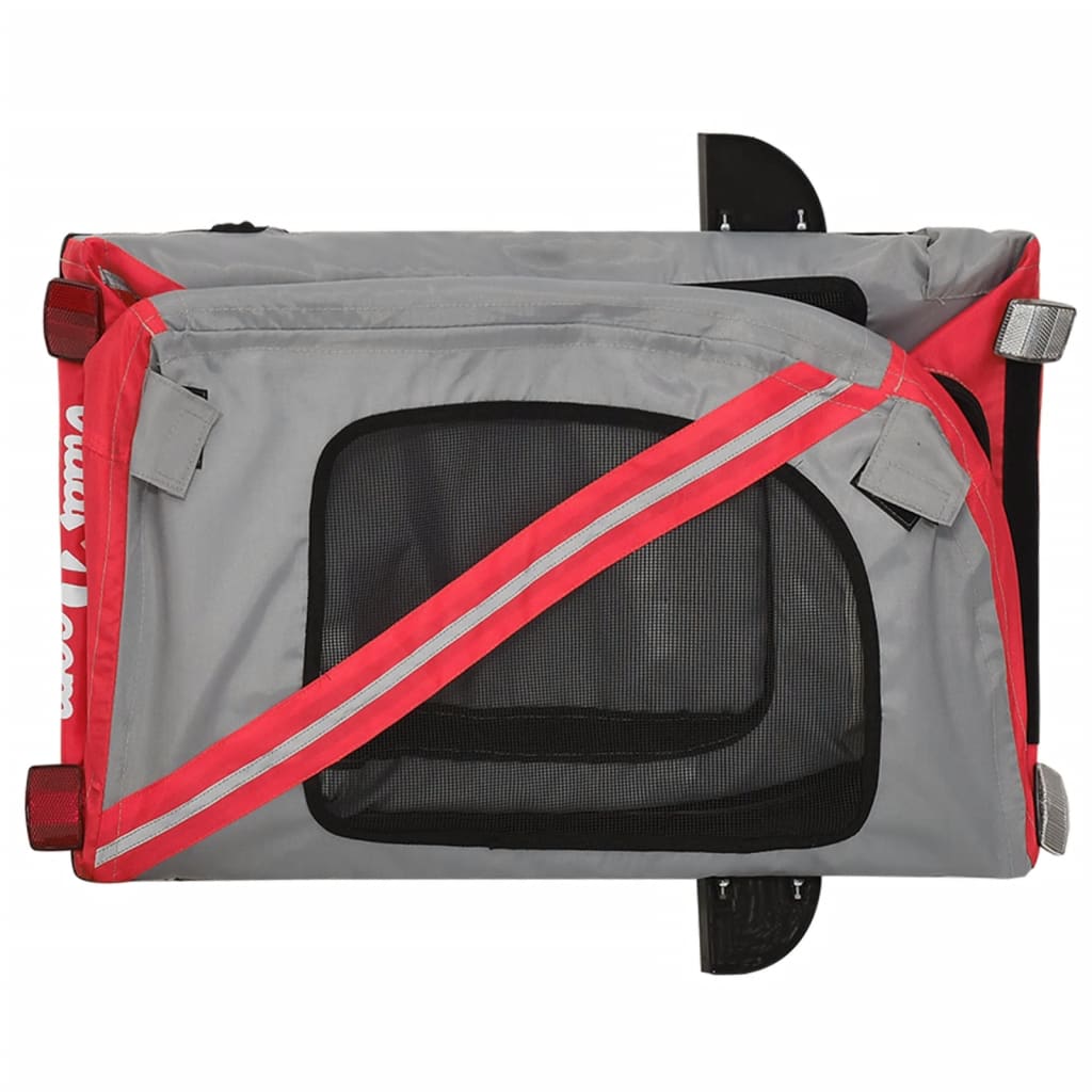 Hondenfietstrailer Oxford Stof En Ijzer En Grijs 133.5 x 69 x 73.5 cm Rood