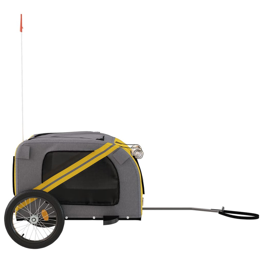 Hondenfietstrailer Oxford Stof En Ijzer Geel En Grijs