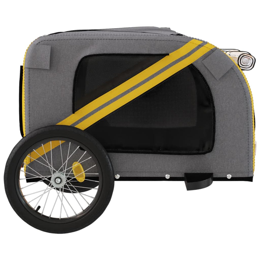 Hondenfietstrailer Oxford Stof En Ijzer Geel En Grijs