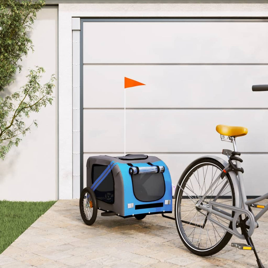 Hondenfietstrailer Oxford Stof En Ijzer En Grijs 133.5 x 69 x 73.5 cm Blauw