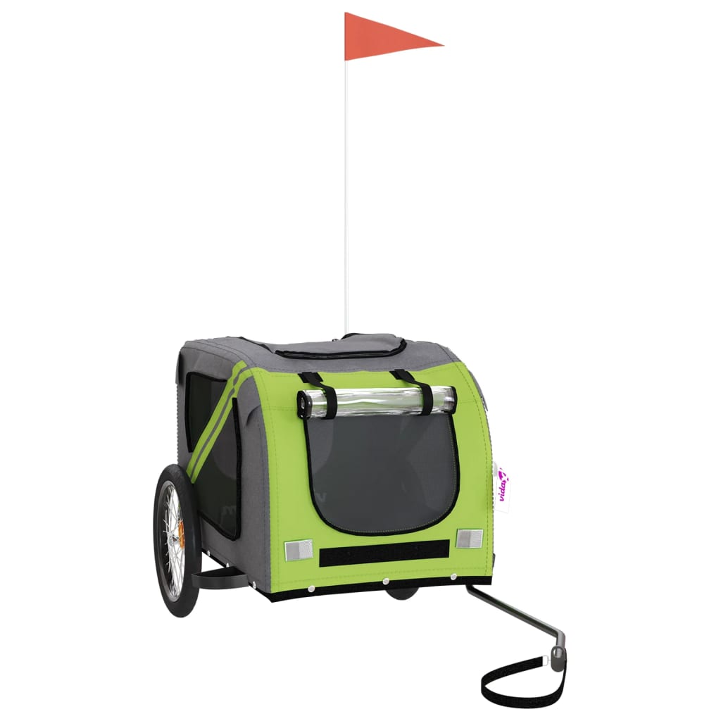 Hondenfietstrailer Oxford Stof En Ijzer En Grijs 133.5 x 69 x 73.5 cm Groen