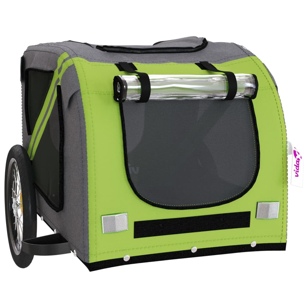 Hondenfietstrailer Oxford Stof En Ijzer En Grijs 133.5 x 69 x 73.5 cm Groen