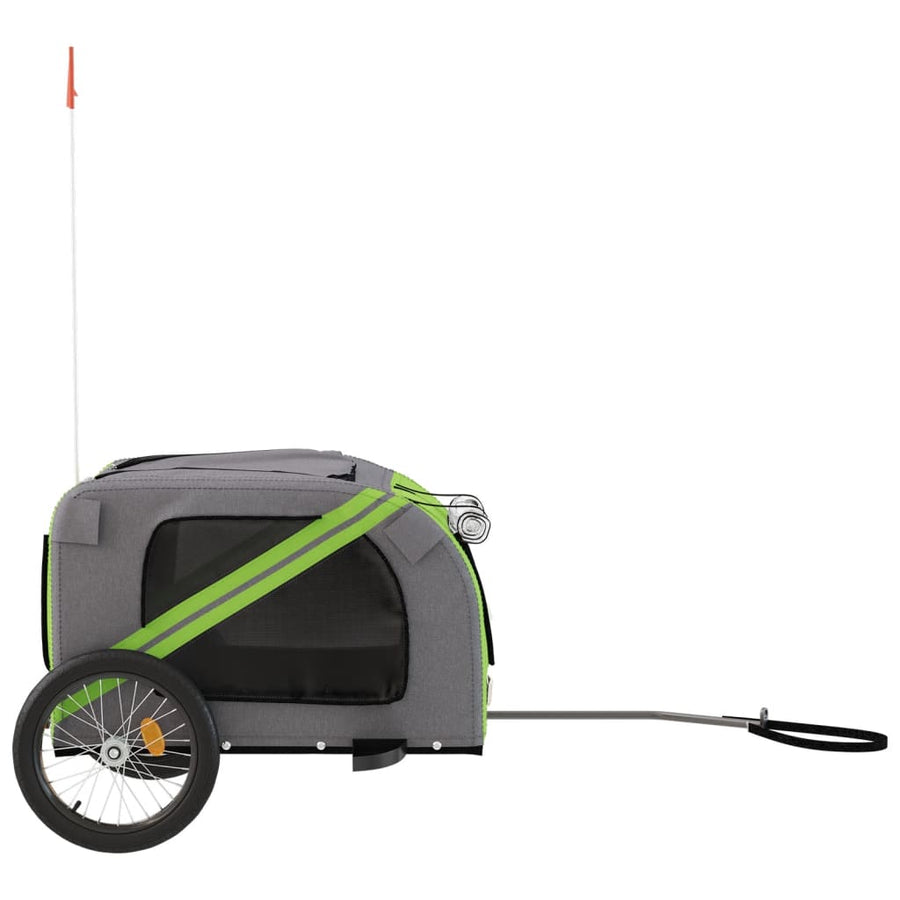 Hondenfietstrailer Oxford Stof En Ijzer En Grijs 133.5 x 69 x 73.5 cm Groen