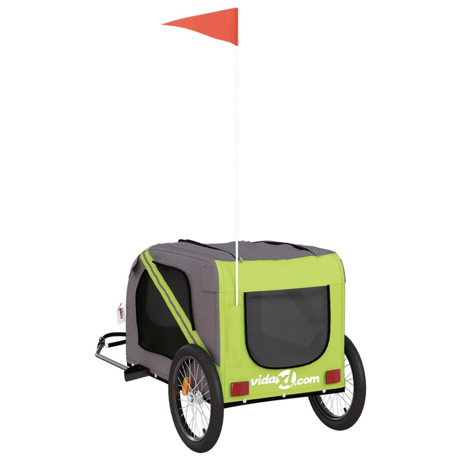 Hondenfietstrailer Oxford Stof En Ijzer En Grijs 133.5 x 69 x 73.5 cm Groen