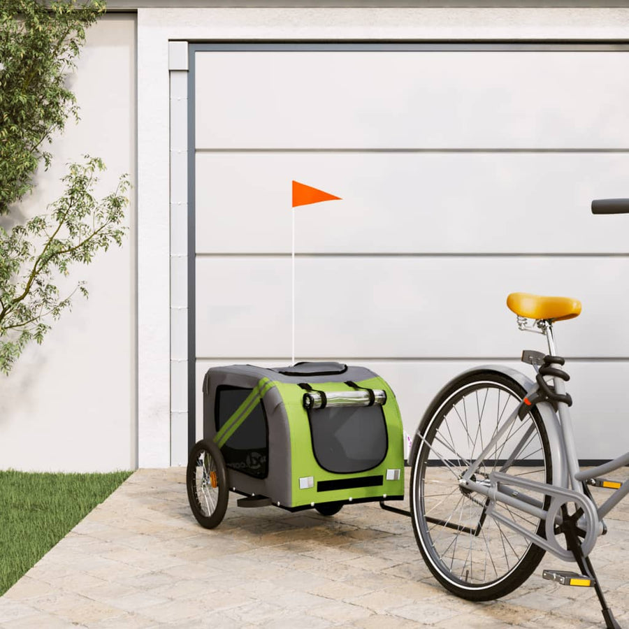 Hondenfietstrailer Oxford Stof En Ijzer En Grijs 133.5 x 69 x 73.5 cm Groen