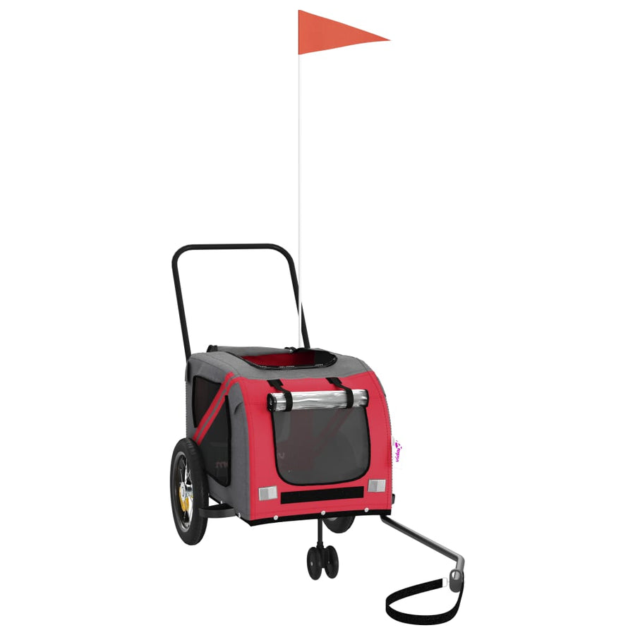 Hondenfietstrailer Oxford Stof En Ijzer En Zwart 122 x 52 x 53 cm Rood