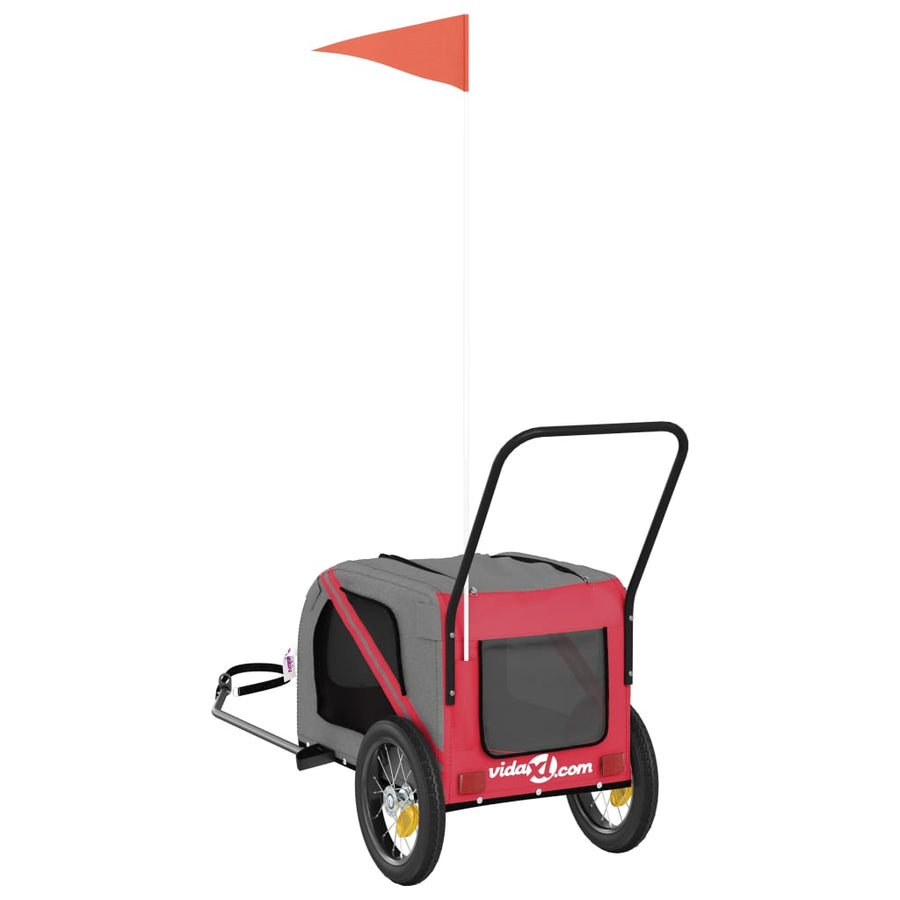 Hondenfietstrailer Oxford Stof En Ijzer En Zwart 122 x 52 x 53 cm Rood