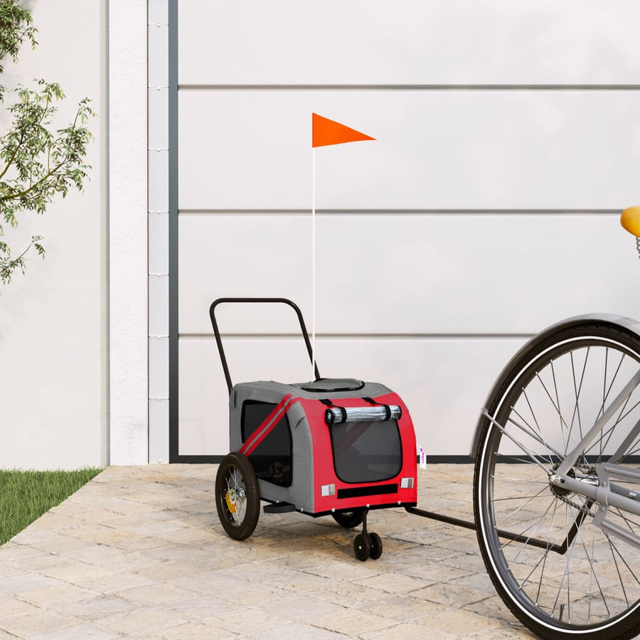 Hondenfietstrailer Oxford Stof En Ijzer En Zwart 122 x 52 x 53 cm Rood