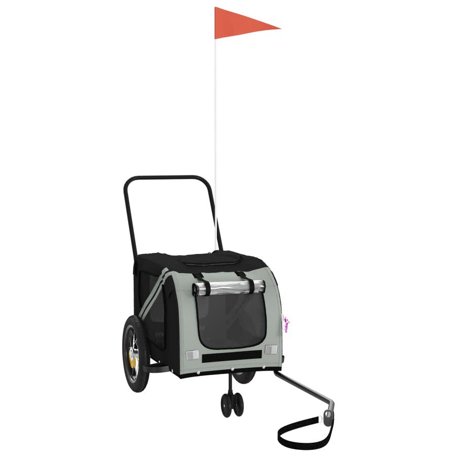 Hondenfietstrailer Oxford Stof En Ijzer En Zwart 122 x 52 x 53 cm Grijs