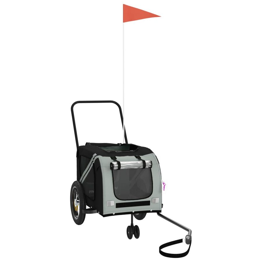Hondenfietstrailer Oxford Stof En Ijzer En Zwart 122 x 52 x 53 cm Grijs