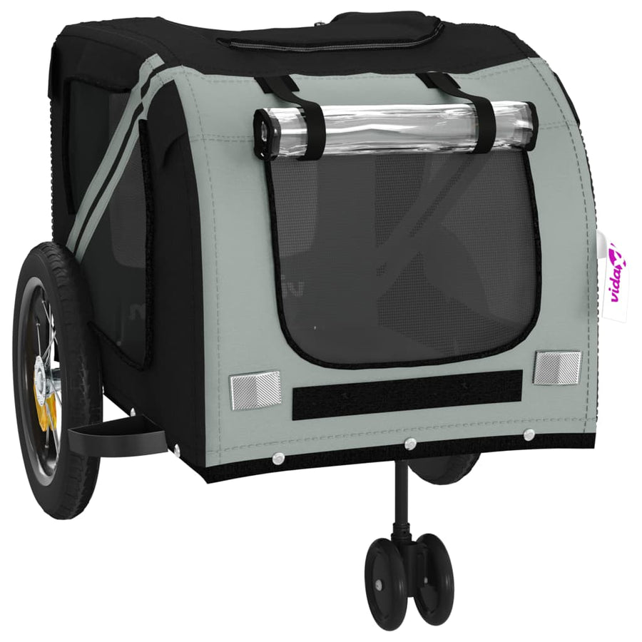 Hondenfietstrailer Oxford Stof En Ijzer En Zwart 122 x 52 x 53 cm Grijs