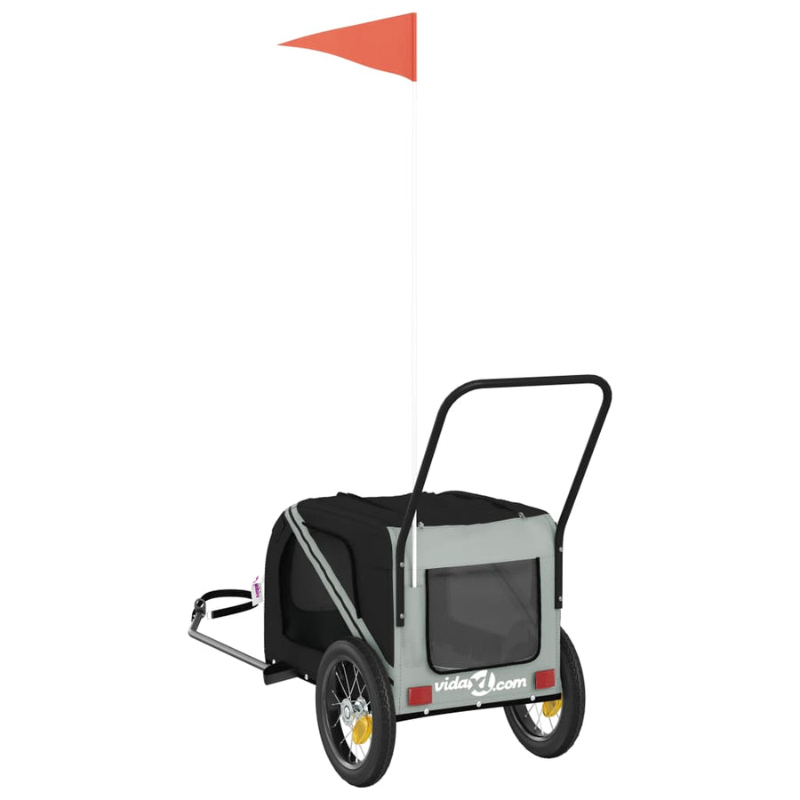 Hondenfietstrailer Oxford Stof En Ijzer En Zwart 122 x 52 x 53 cm Grijs