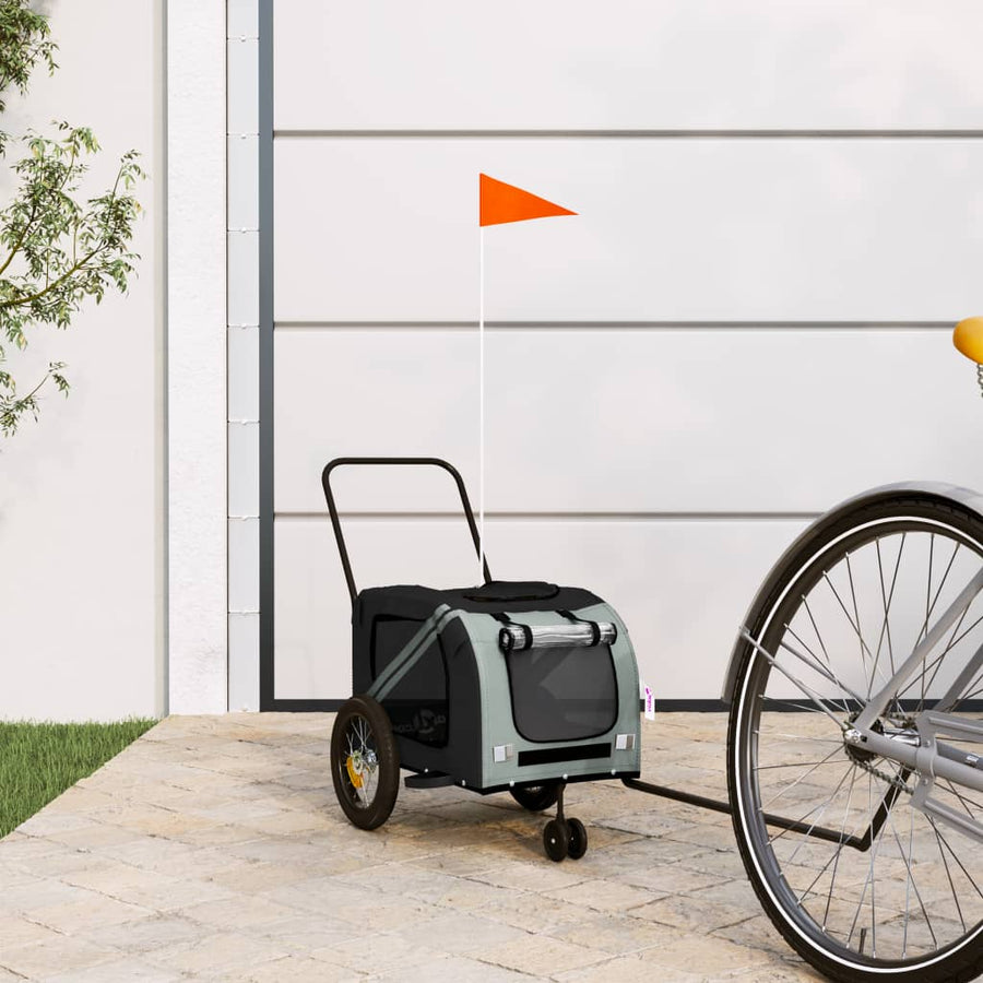 Hondenfietstrailer Oxford Stof En Ijzer En Zwart 122 x 52 x 53 cm Grijs