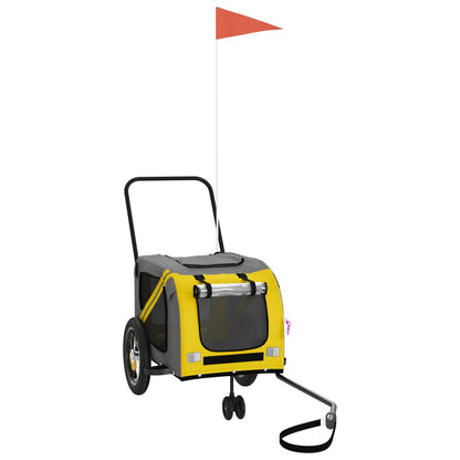 Hondenfietstrailer oxford stof en ijzer geel en zwart 122 x 52 x 53 cm Geel