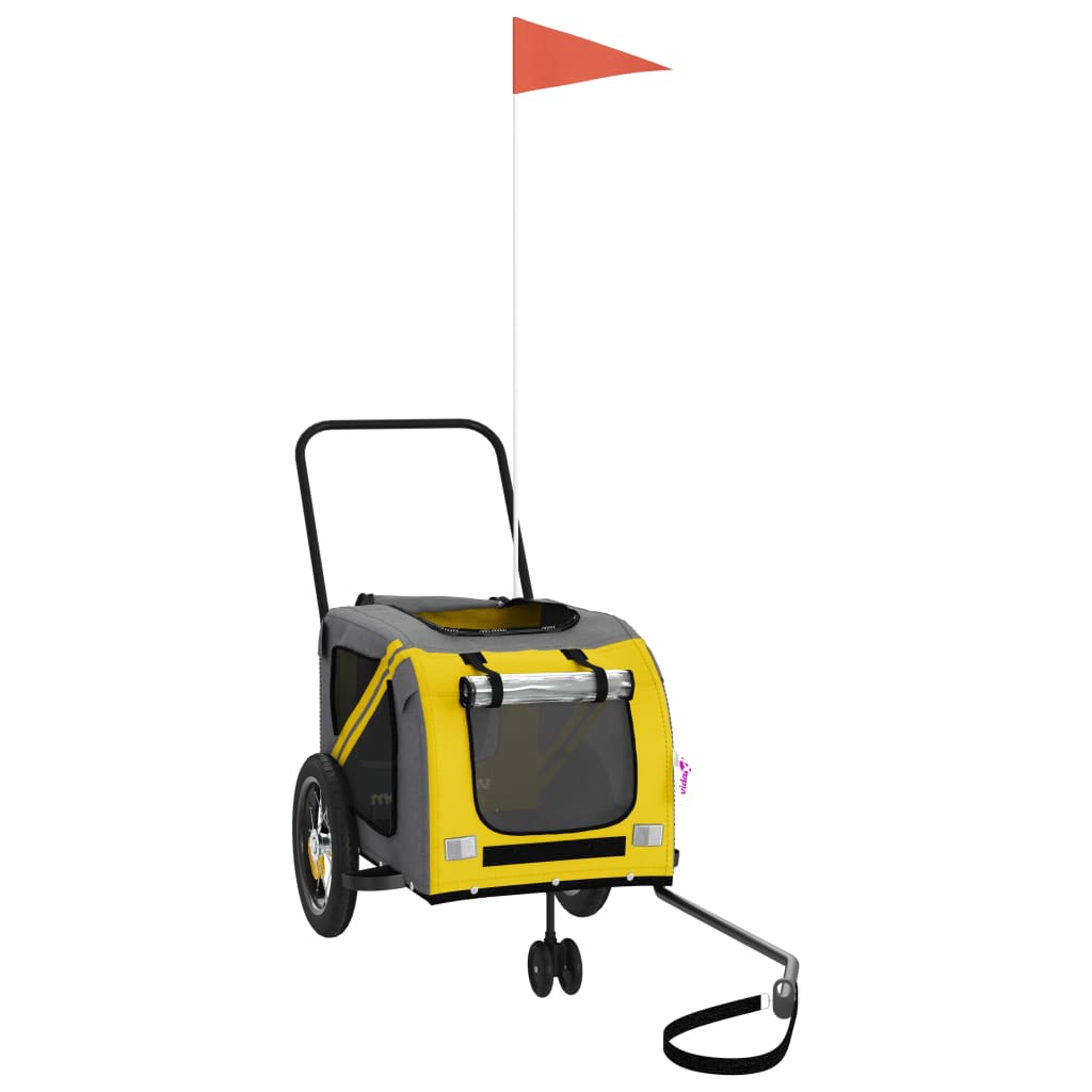 Hondenfietstrailer oxford stof en ijzer geel en zwart 122 x 52 x 53 cm Geel