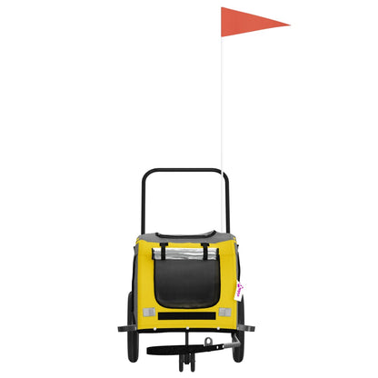 Hondenfietstrailer oxford stof en ijzer geel en zwart 122 x 52 x 53 cm Geel