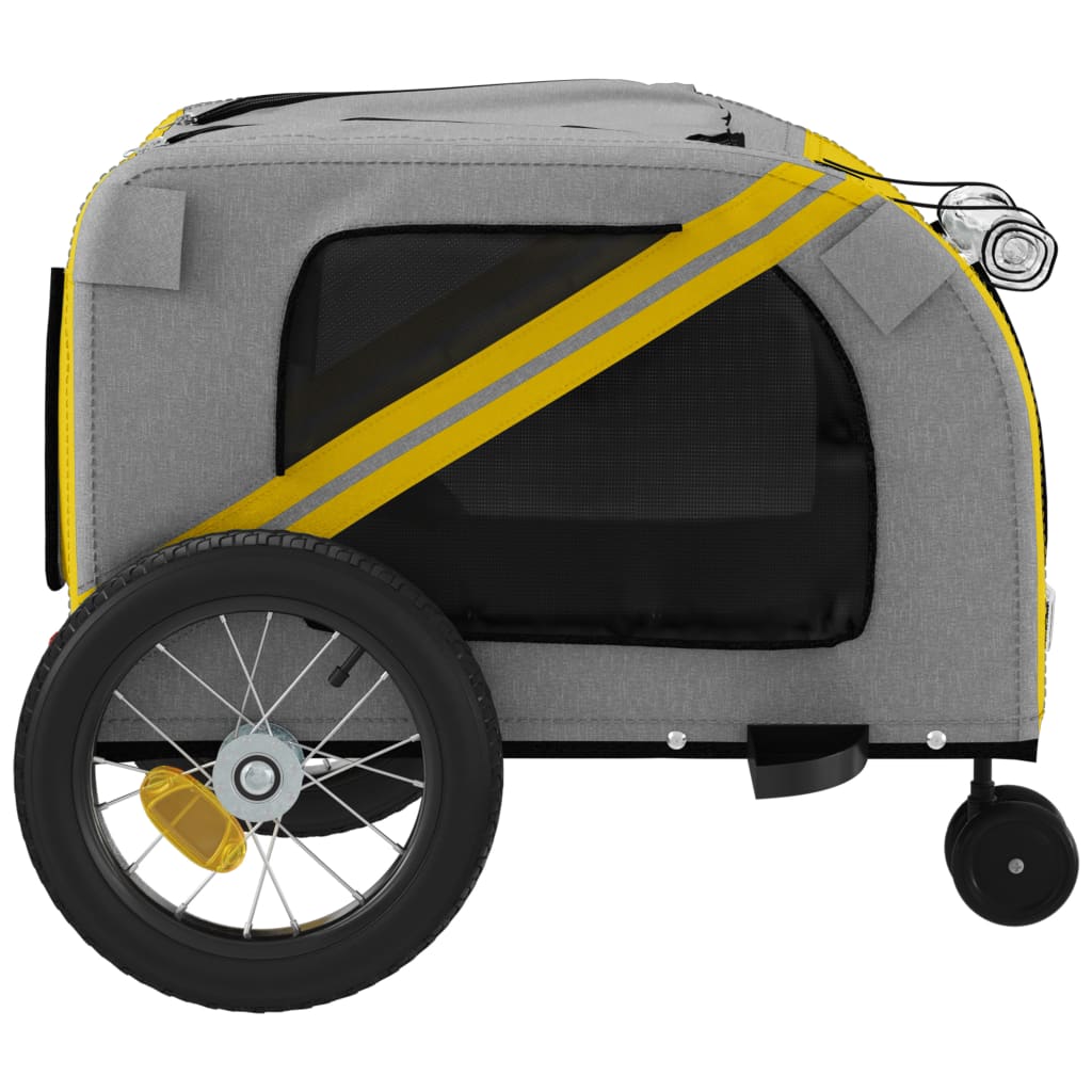 Hondenfietstrailer oxford stof en ijzer geel en zwart 122 x 52 x 53 cm Geel
