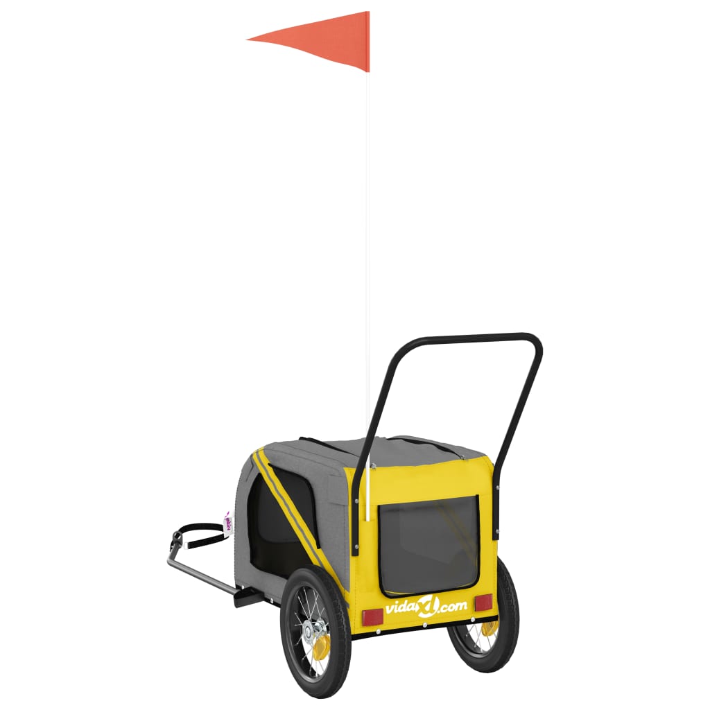 Hondenfietstrailer oxford stof en ijzer geel en zwart 122 x 52 x 53 cm Geel