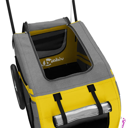 Hondenfietstrailer oxford stof en ijzer geel en zwart 122 x 52 x 53 cm Geel