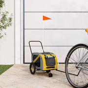 Hondenfietstrailer 122x52x53 cm geel zwart