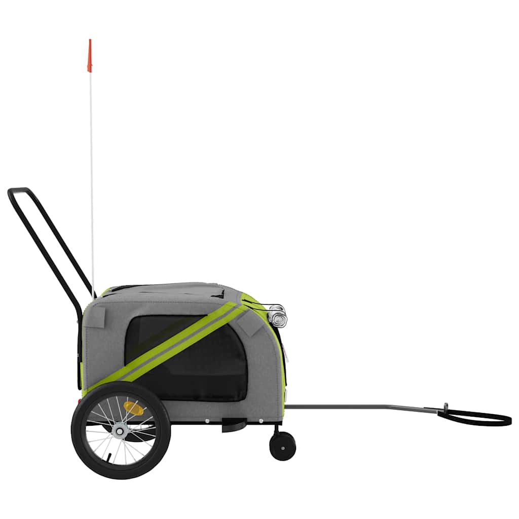 Fietskar voor huisdieren, groen en grijs Oxford-stof en ijzer