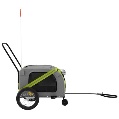 Fietskar voor huisdieren, groen en grijs Oxford-stof en ijzer